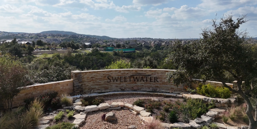 Sweetwater community entrance sign near Bee Cave